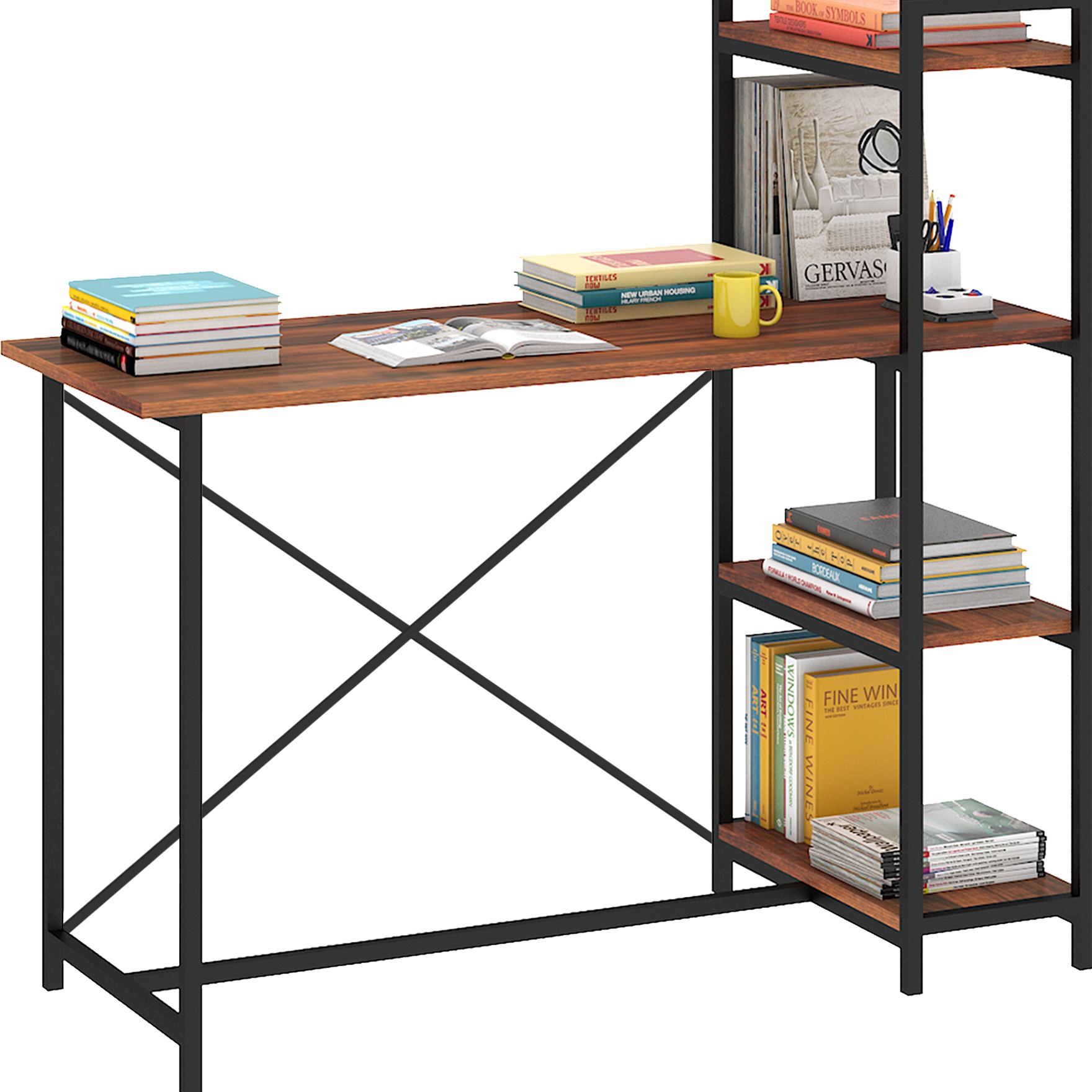 Tauras Wood & Metal Finish Study Table - front_view