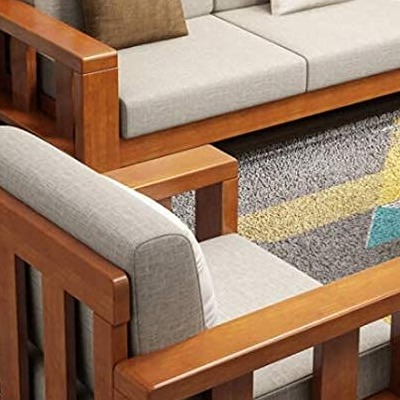 Cygnus 5 Seater Sofa Set | Solid Sheesham Wood Sofa Set for Living Room (3+1+1) - front_view