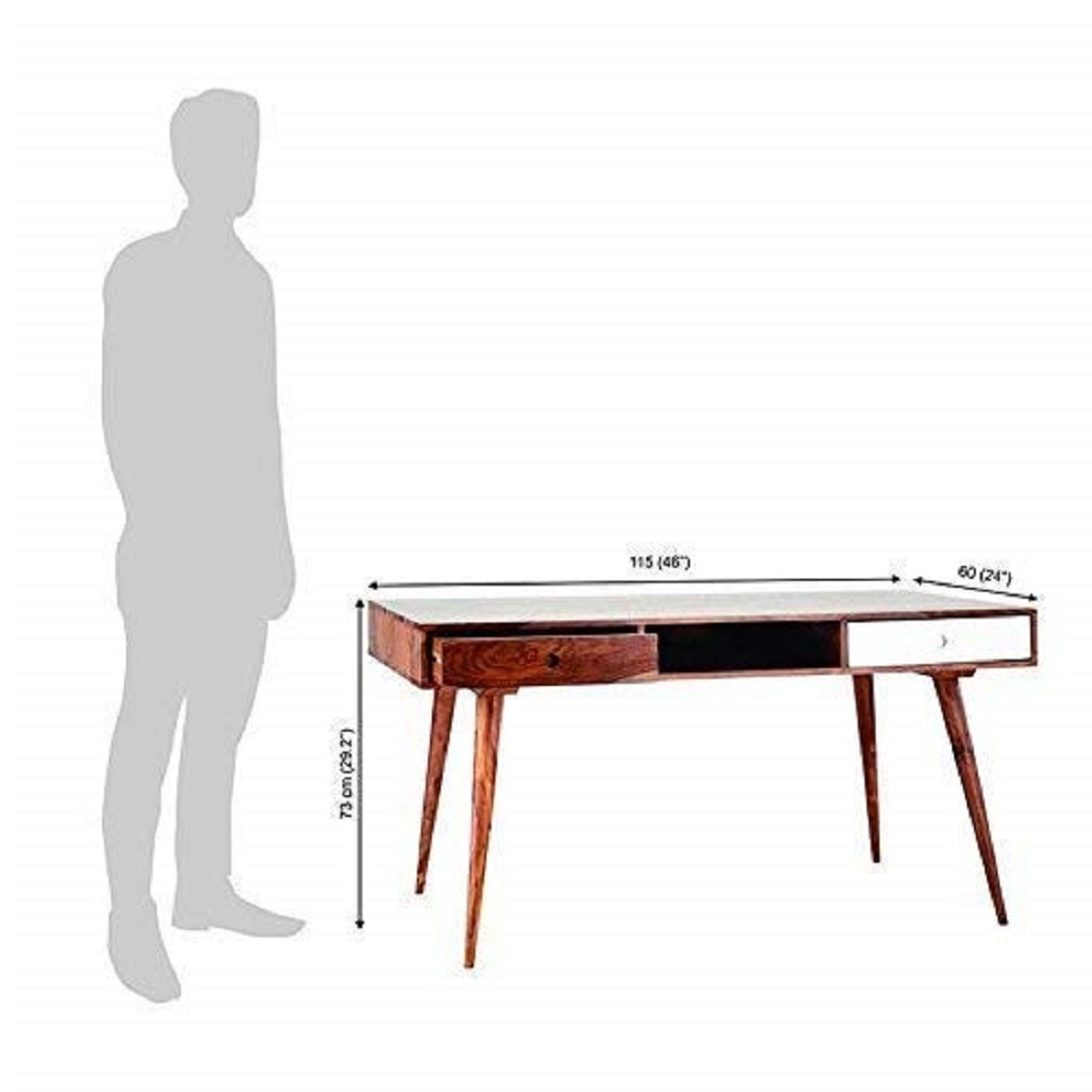 Sapa Solidwood Study Table With 2 Drawers - front_view