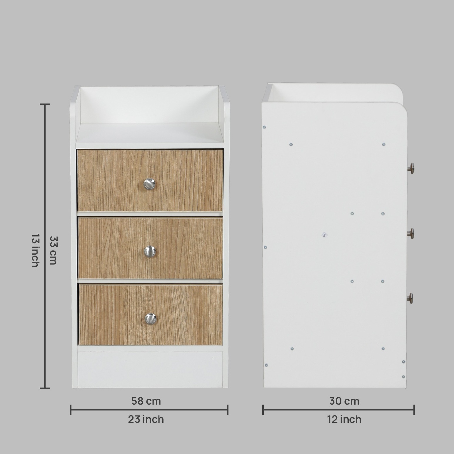 Woodit Bedside Table in White Colour - rear_view