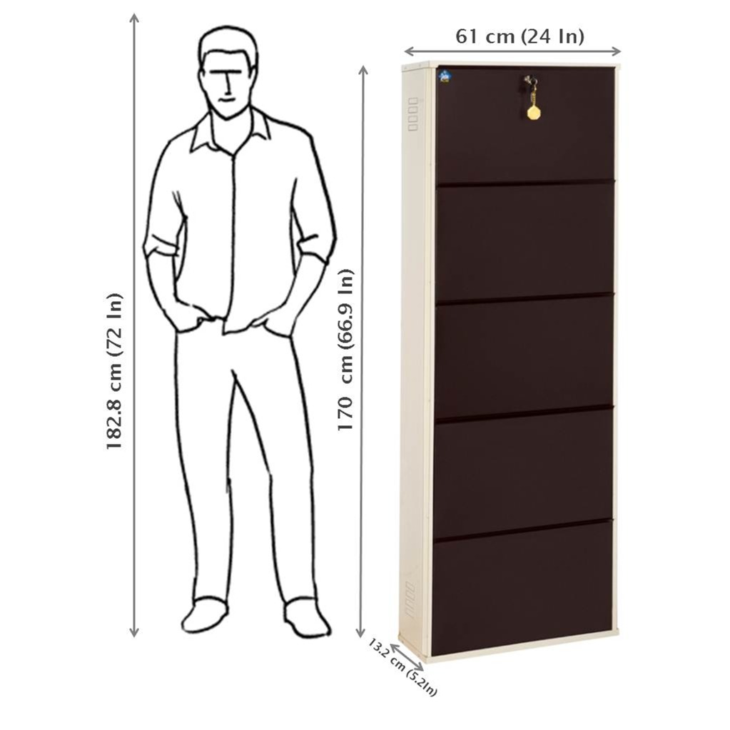 Sapa Powder Coated Infinity 5 Door Steel Shoe Rack - rear_view