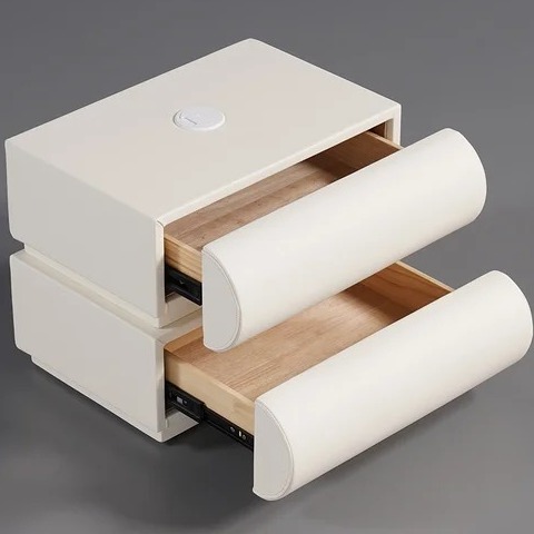 Modern White Bedside Table With Wireless Charging - right_view