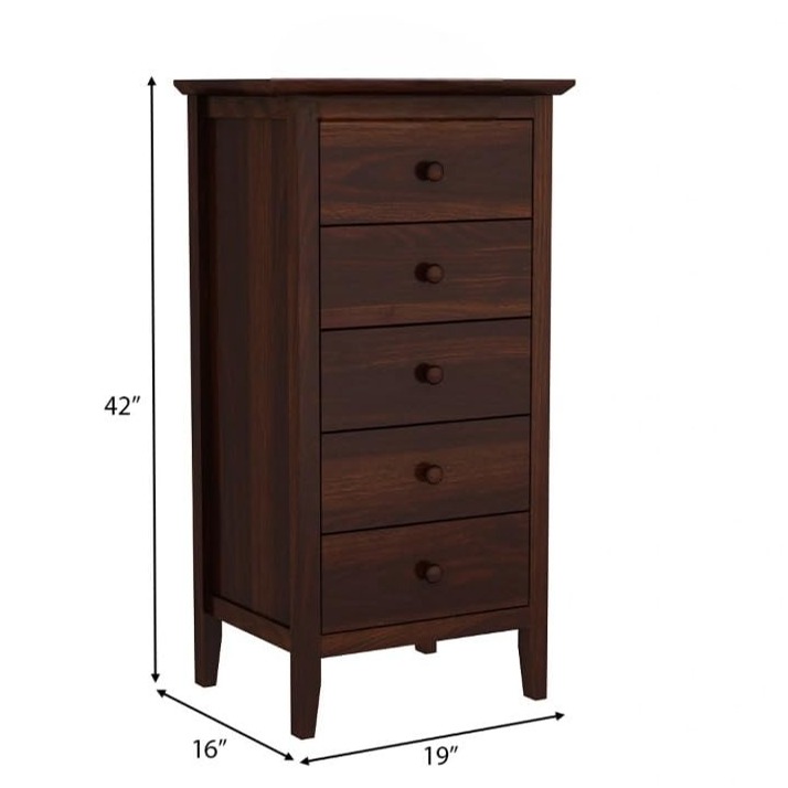 Solid Sheesham Wood Chest Of Drawers (Walnut) - top_view