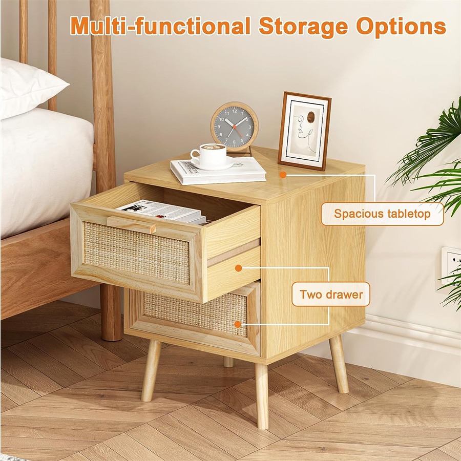 Ness 2 Drawer Bedside Table - front_view