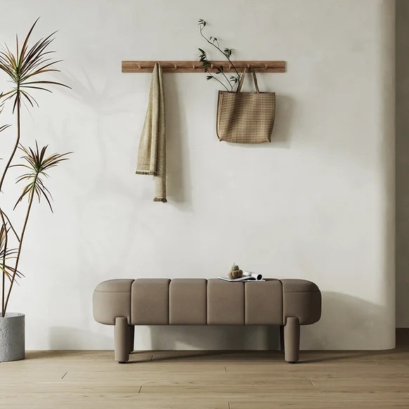 Ness Velvet Upholstered Entryway Bench with 4 Legs - top_view