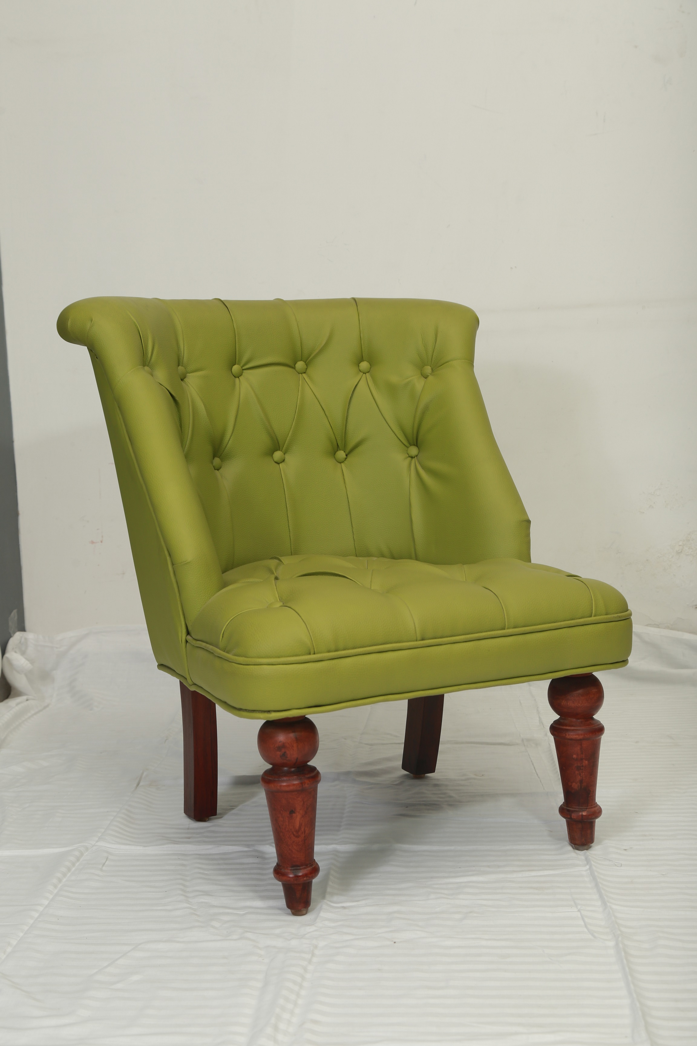Premium Green Lounge Leatherette Chair - rear_view