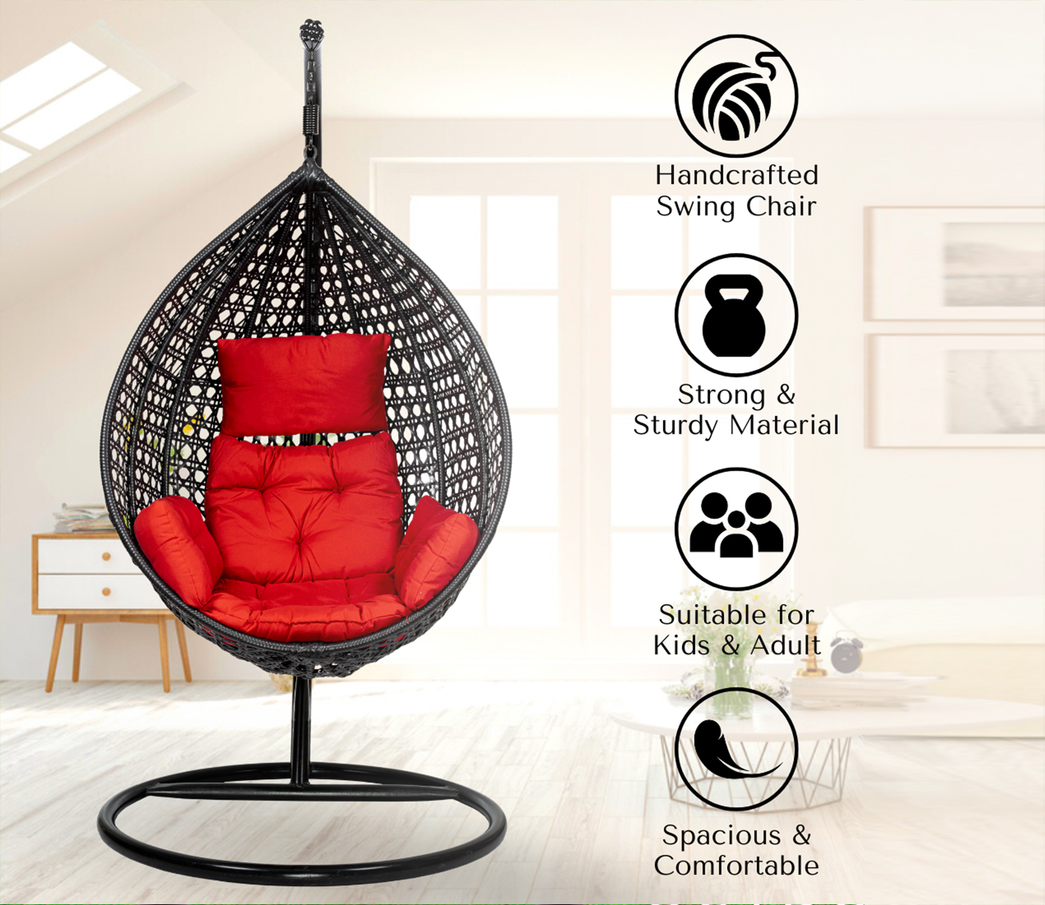 Kyoto Egg Style Single Seater Swing - front_view