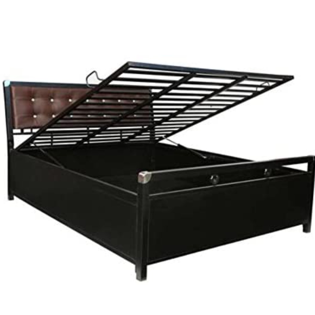 Queen Size Metal Bed With Hydraulic Storage - front_view