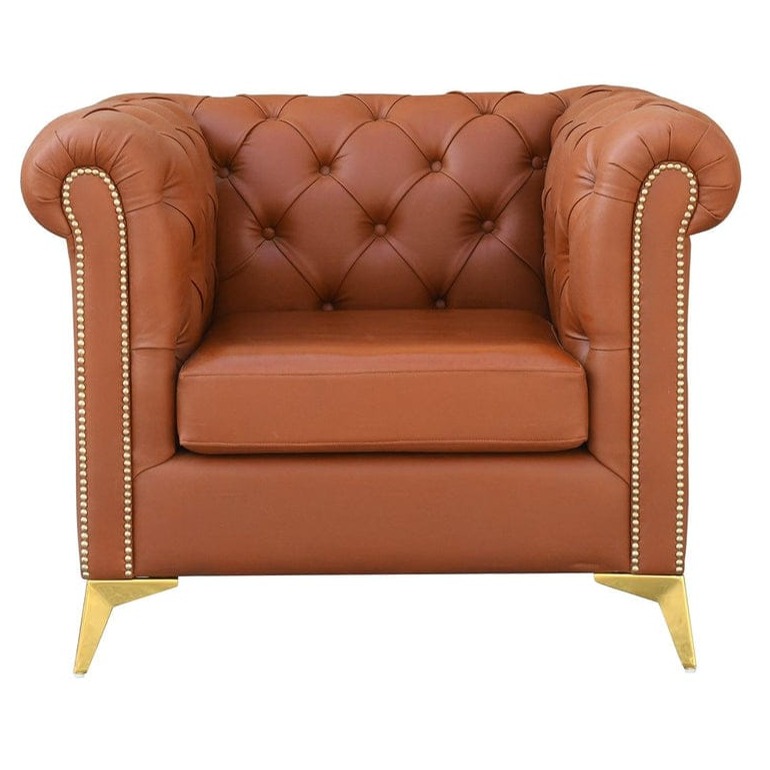 Argo Chesterfield 3+1+1 Leatherette Brown Sofa - top_view
