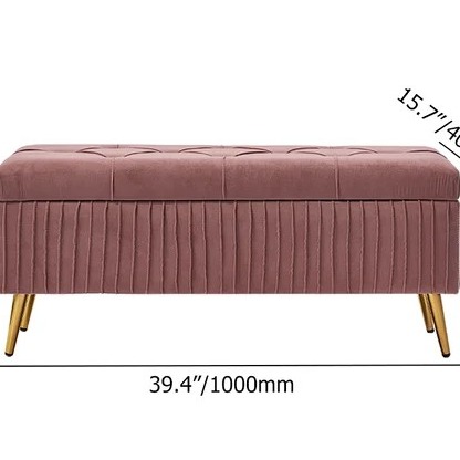Modern Velvet Storage Bench - left_view