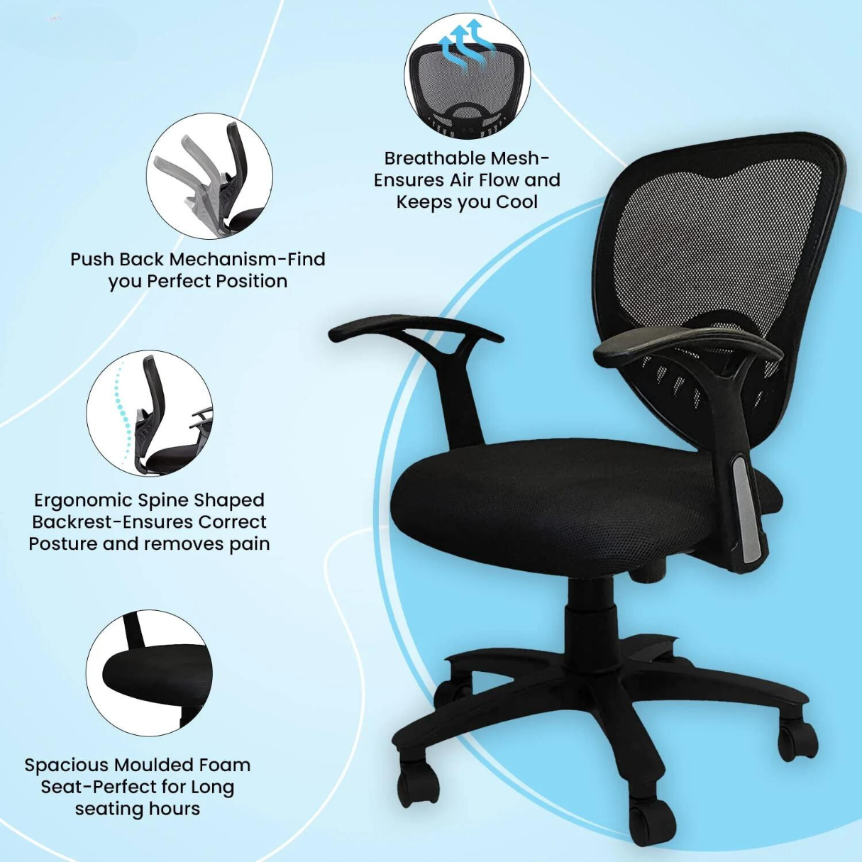 Revolving Office Casper Chair - front_view