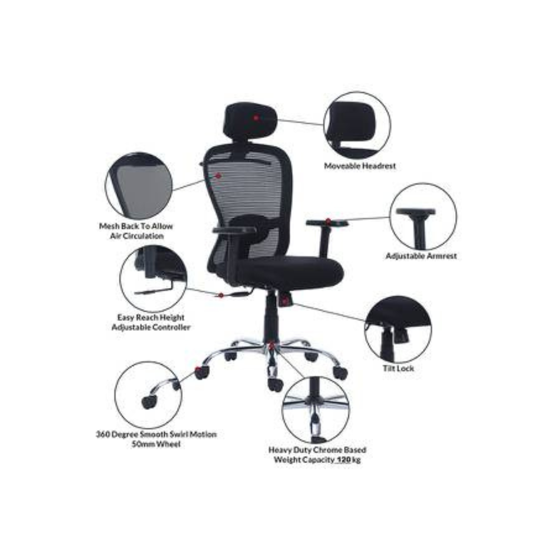 Breathable Mesh Ergonomic Office Chair - rear_view