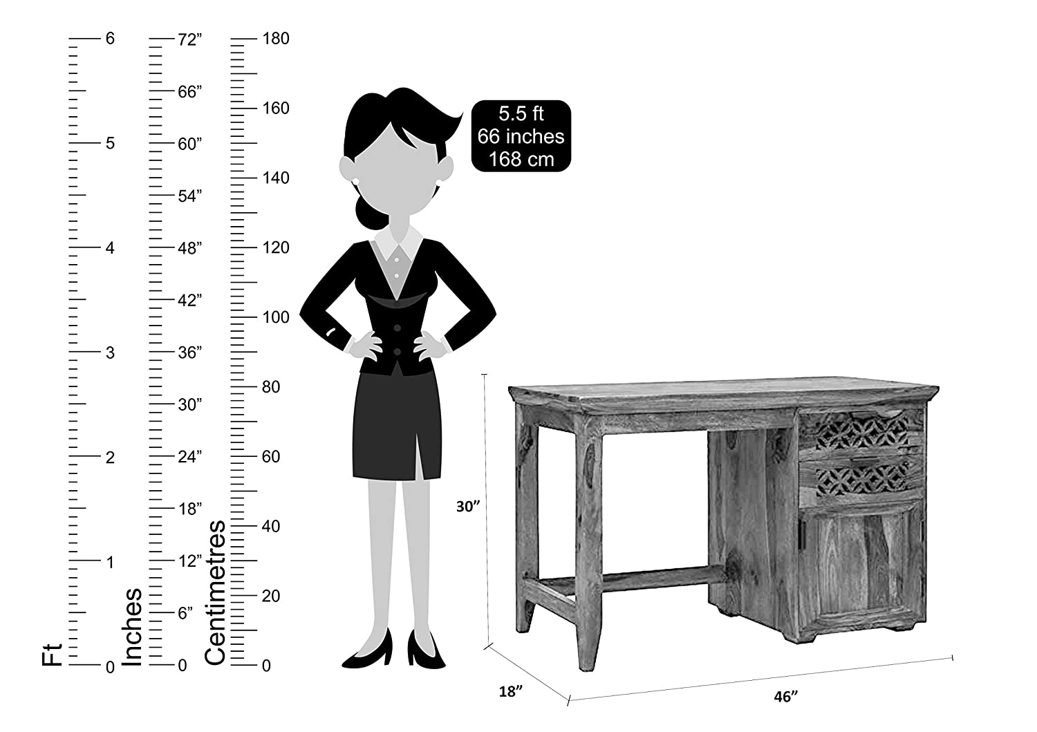 Memphis Solidwood Study Table with Chair - left_view