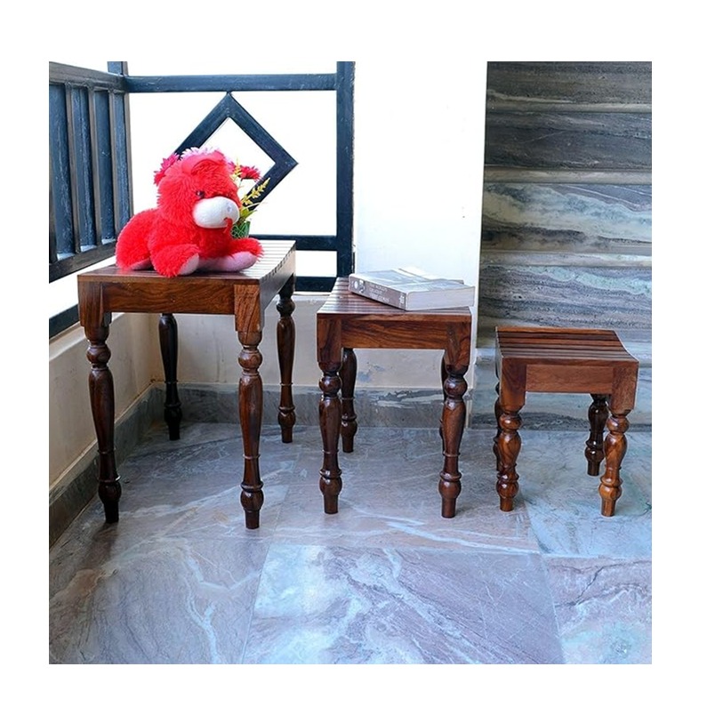 Tauras Solid Sheesham Wood Nesting Table - rear_view