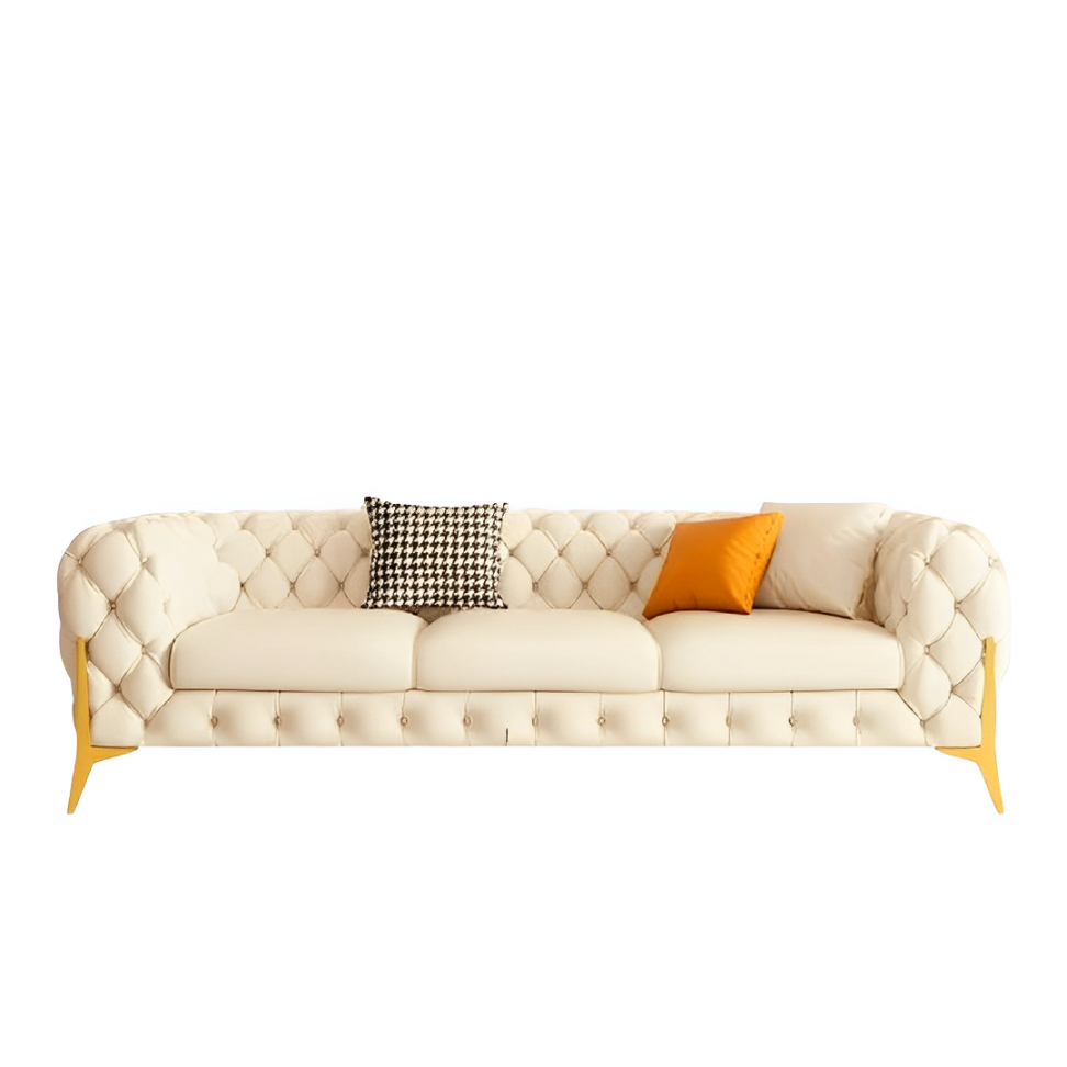 Damask Modern White Fabric Sofa Set - top_view