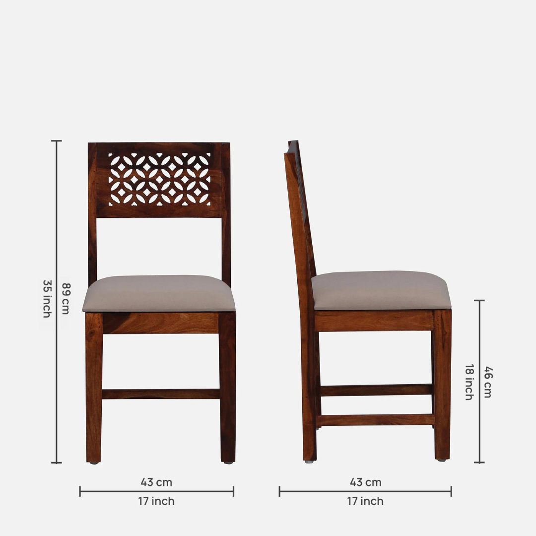 4 Seater Dining Set In Honey Oak Finish - rear_view