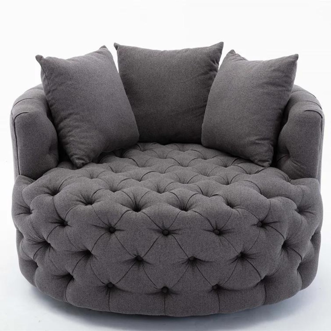 Damis Upholstered Swivel Barrel Chair - top_view