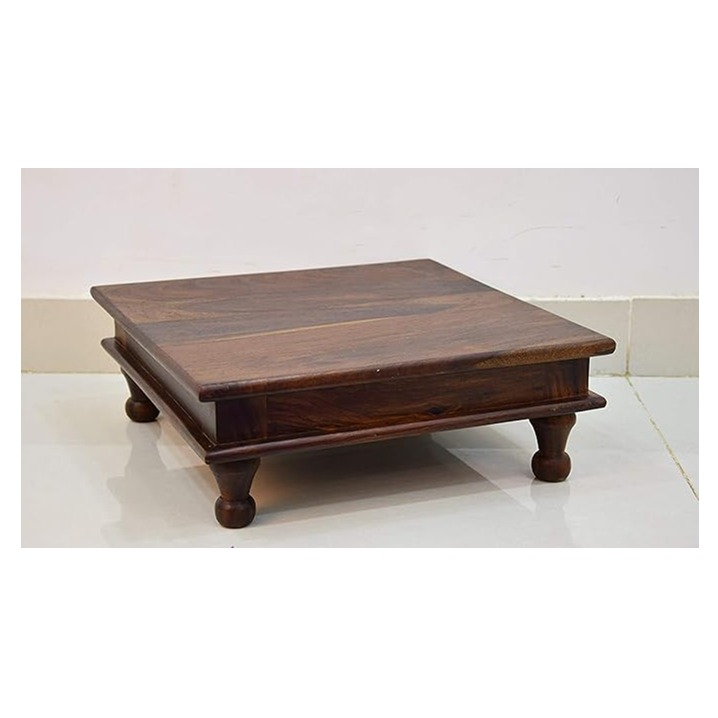 Solid Sheesham Wood Pooja Chowki For Home & Office - left_view