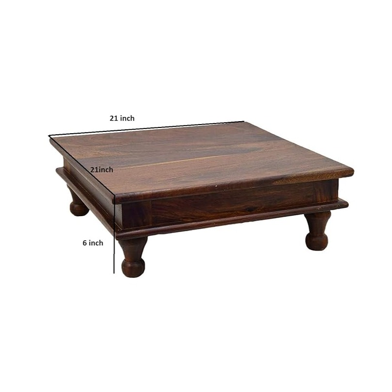 Solid Sheesham Wood Pooja Chowki For Home & Office - right_view