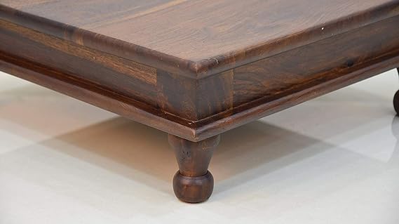Solid Sheesham Wood Pooja Chowki For Home & Office - bottom_view