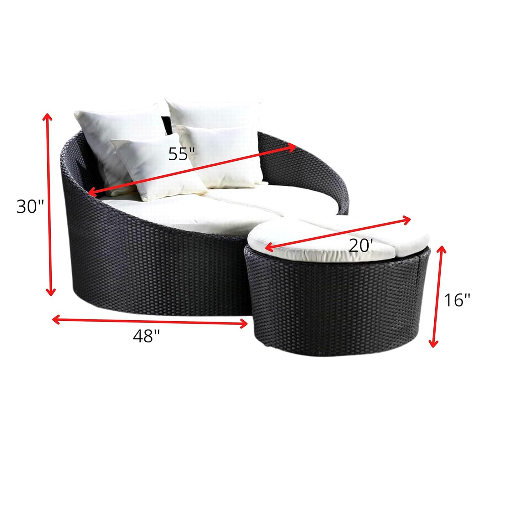 Damask Round Sofa Daybed Set - top_view
