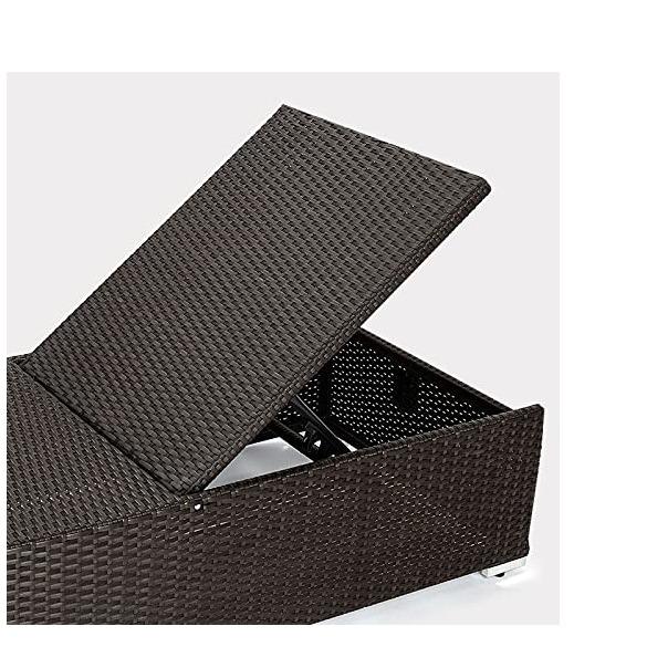 Outdoor Rattan Wicker Sun Lounger Recliner Chair (Dark Brown) - top_view