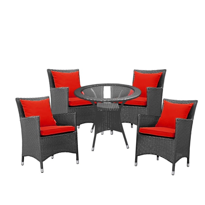 Outdoor Wicker Chair Set With Cushions - front_view