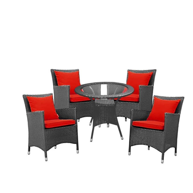 Outdoor Wicker Chair Set With Cushions - bottom_view