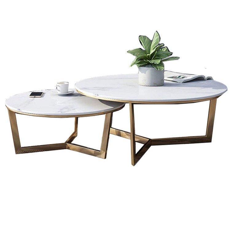 Morgen Stark Nesting Tables in PVD Gold finish - top_view