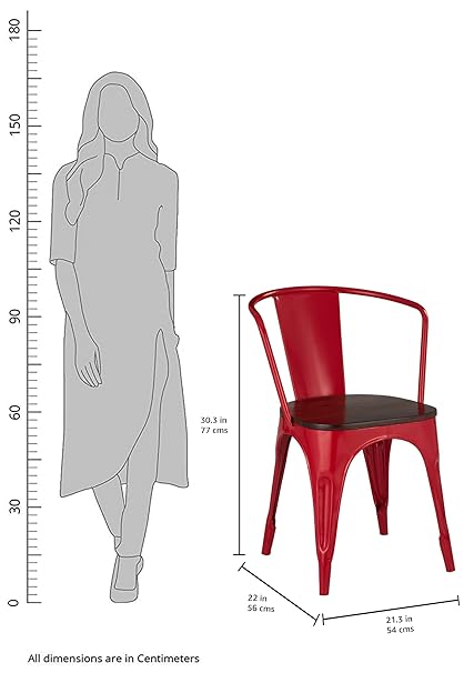 Tauras Metal Café Chair With Wooden Seat - front_view