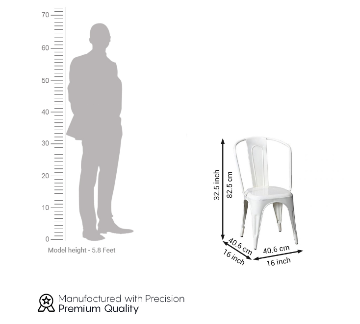 Bristol White Metal Chair - left_view