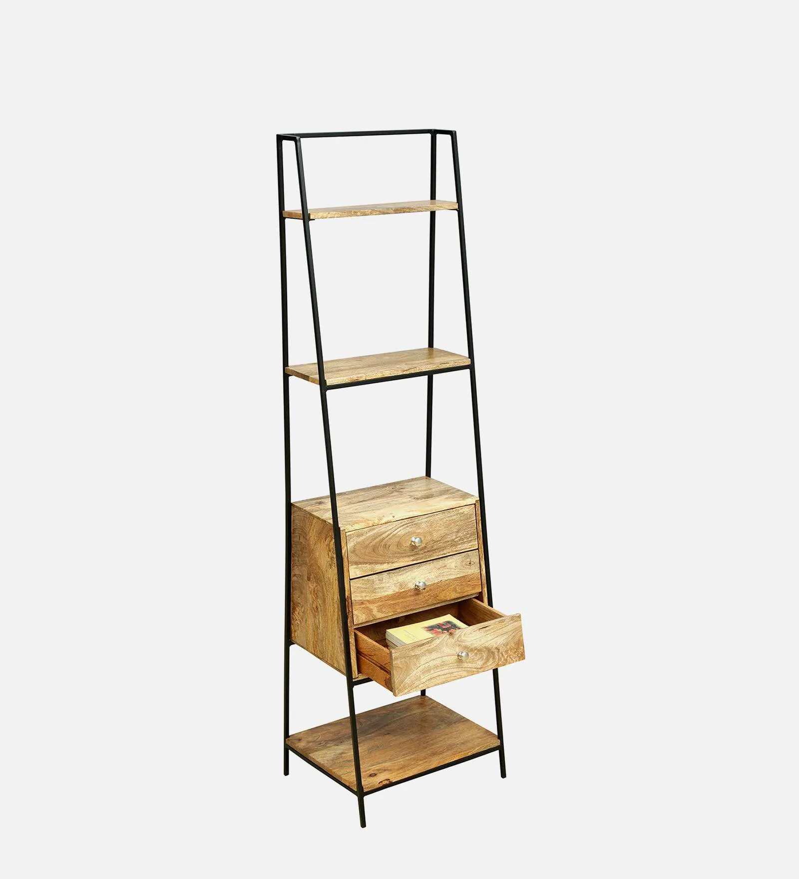 Eric Solid Wood Book Shelve In Natural Finish - rear_view