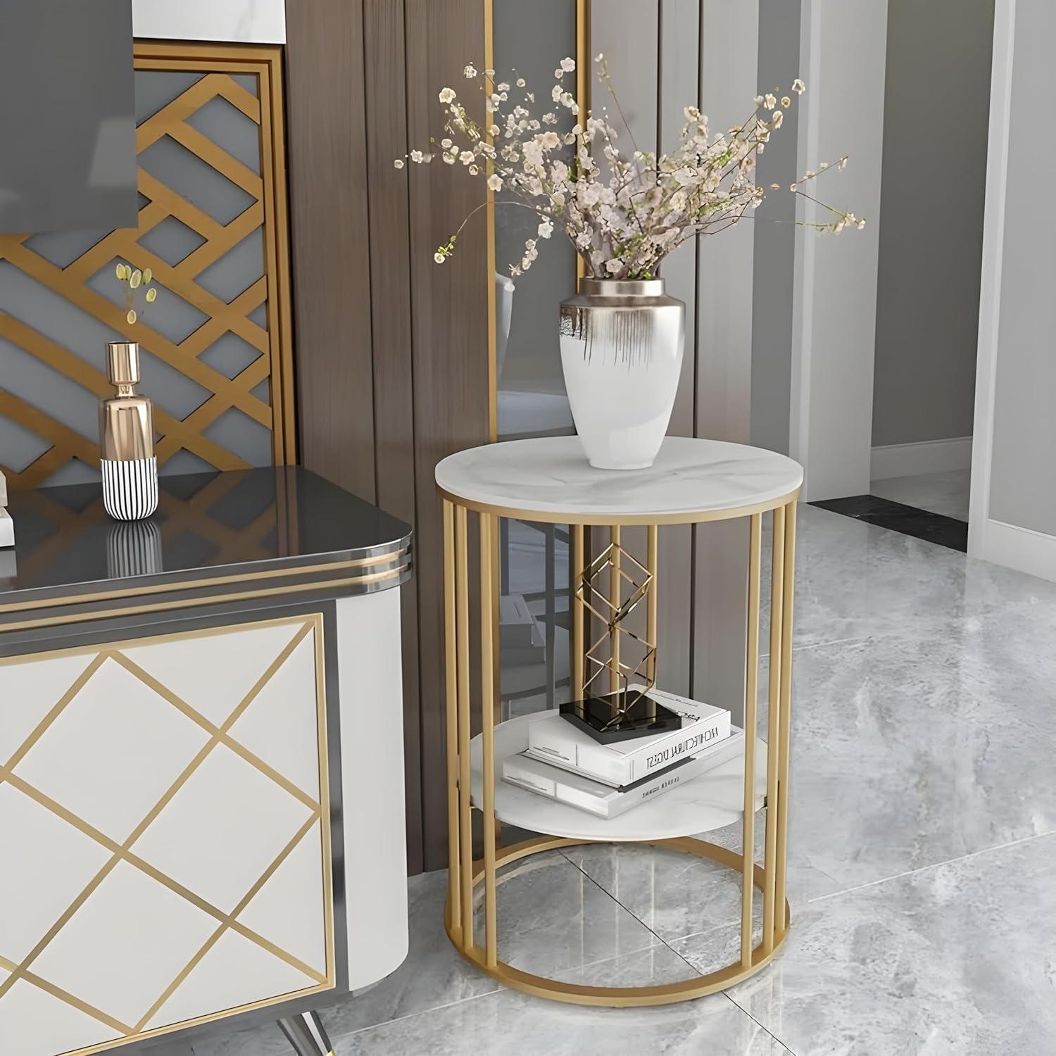 Nexon Round Modern Side Table - rear_view