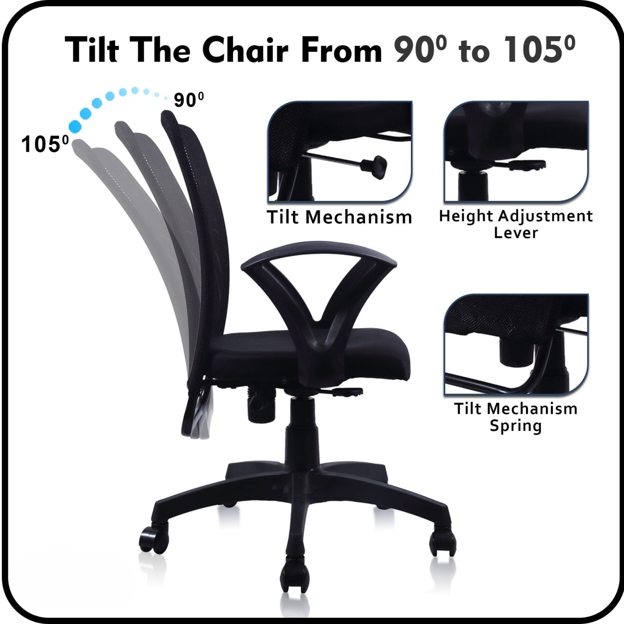Clint Sigma Mesh Mid Back Office Chair (Black) - rear_view