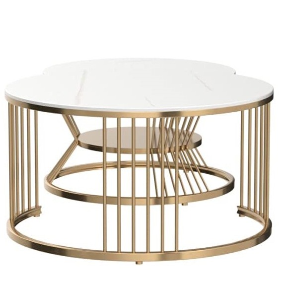 Tauras Nesting table in PVD gold finish - front_view