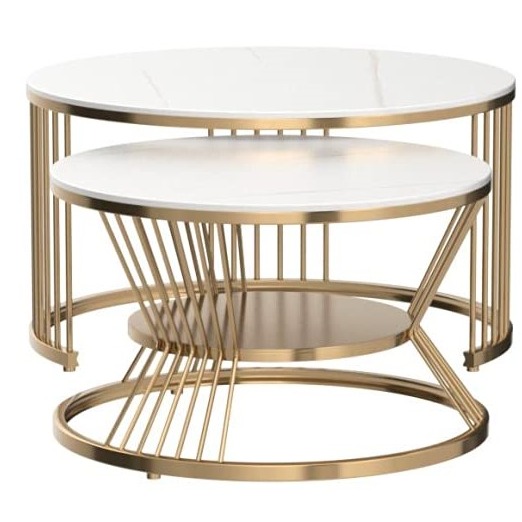 Tauras Nesting table in PVD gold finish - top_view