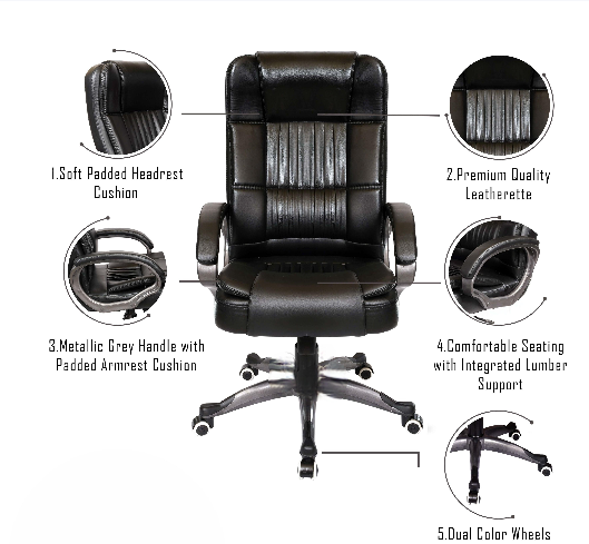 Clint Leatherette Executive High Back Revolving Office Chair - front_view
