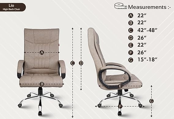 Orleans Leatherette Executive High Back Revolving Office Chair - rear_view