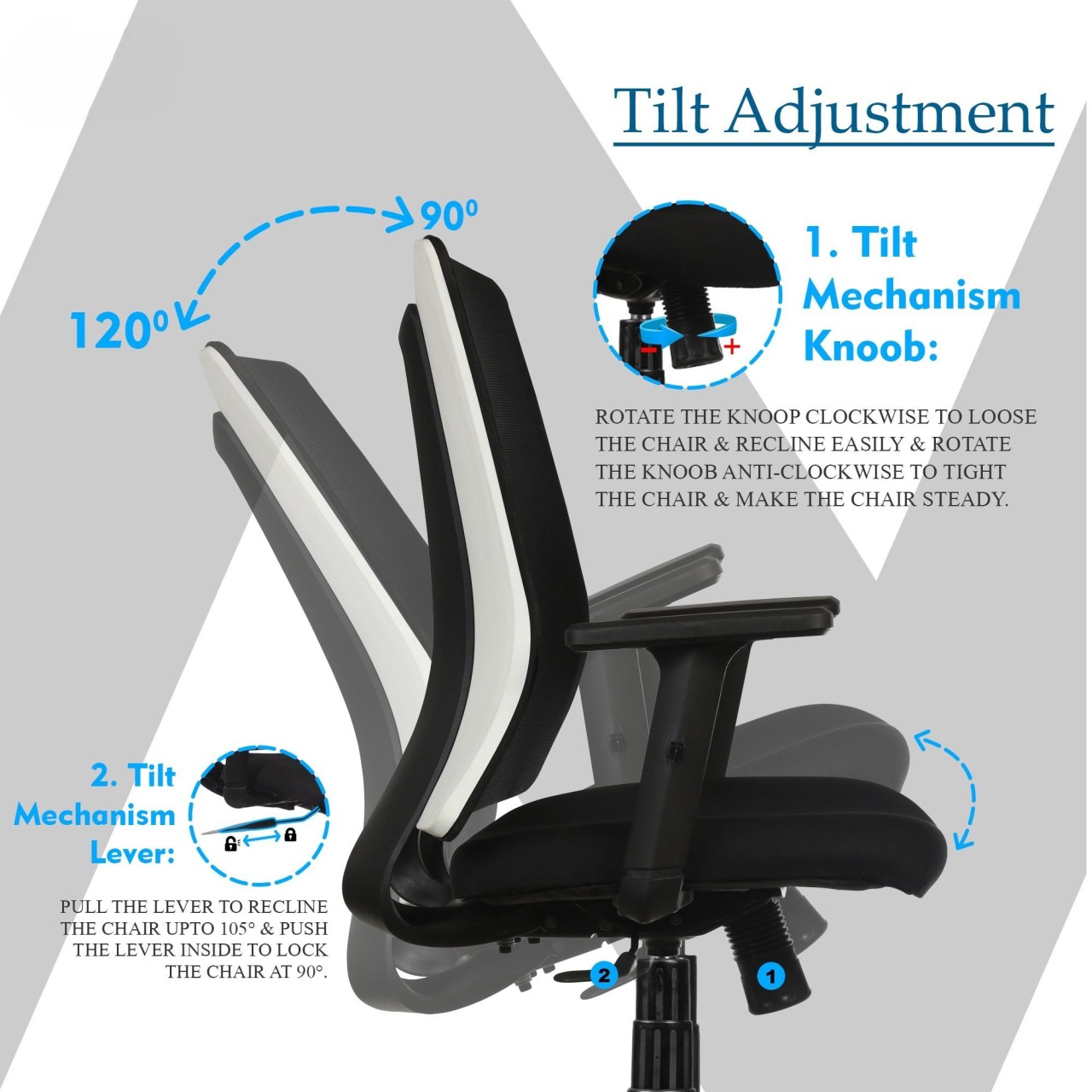 Posh Mesh Mid Back Chair (Black) - rear_view