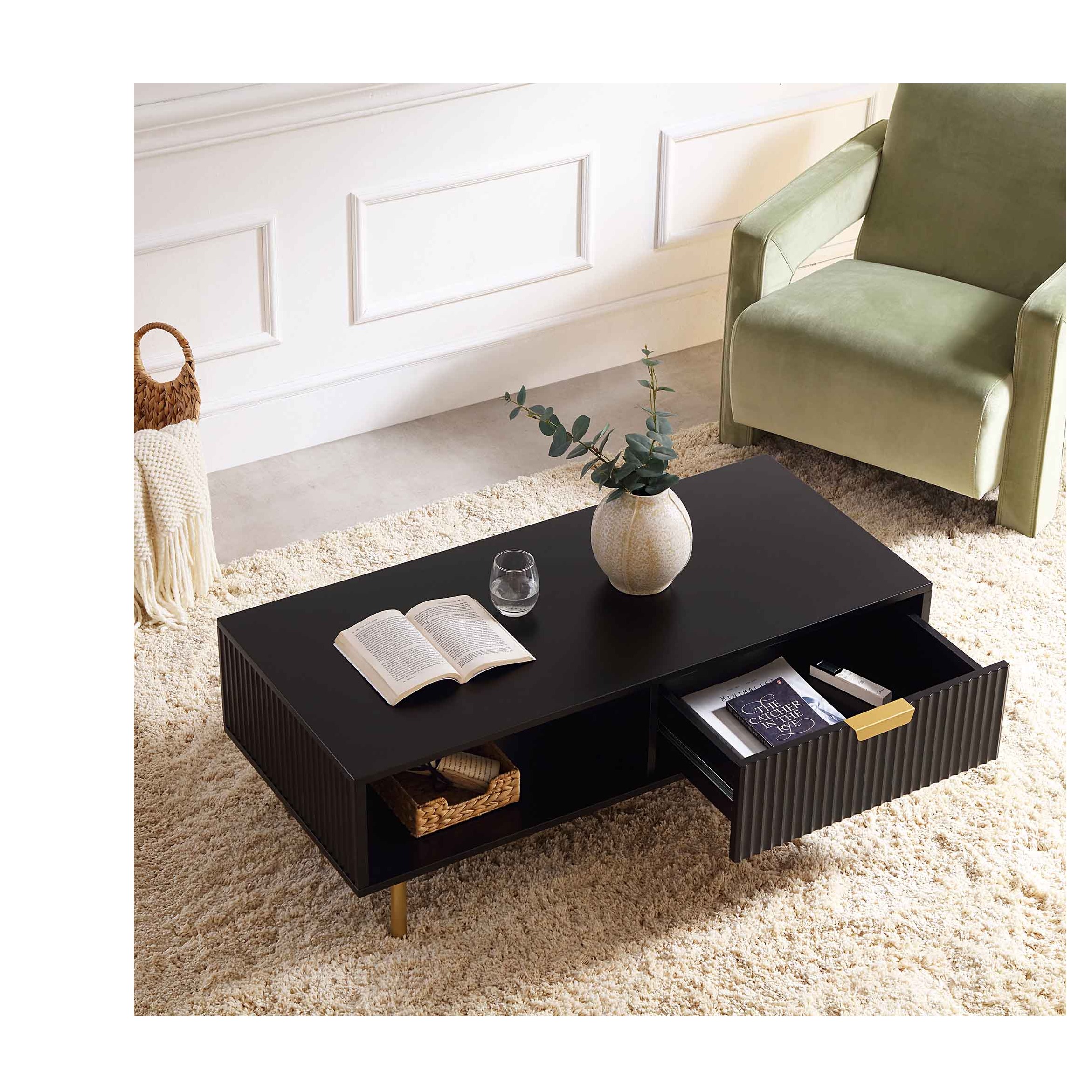 Sapa Wooden Center Table for Living Room In Black finish - rear_view