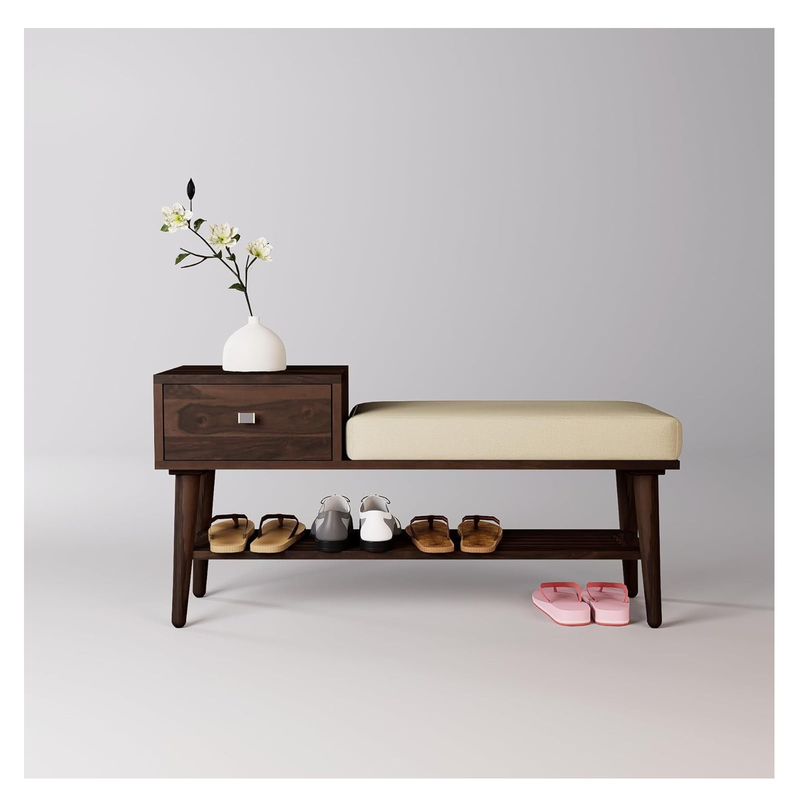 Wooden Shoe Shoe rack Organizer ( Walnut Finish) - left_view