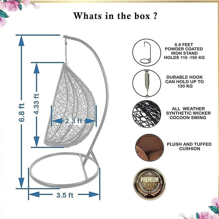 Swing Chair Hammock with Stand and Cushion - rear_view