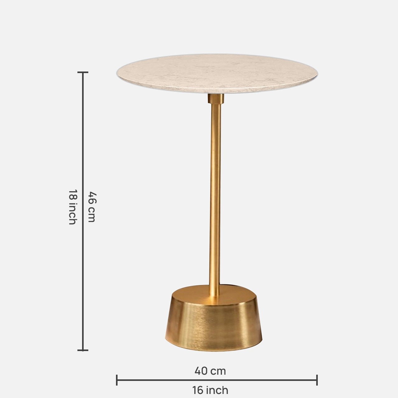 Bristol End Table In White & Gold Colour - top_view