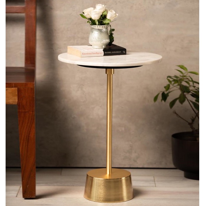Bristol End Table In White & Gold Colour - left_view