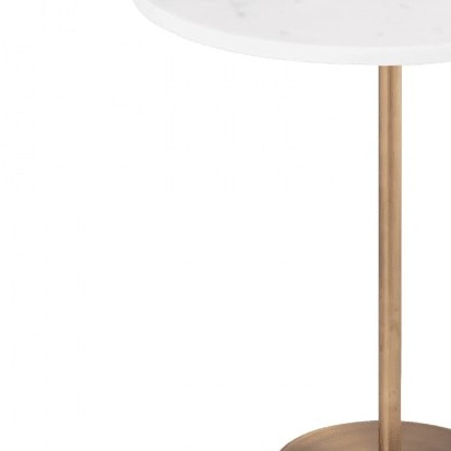 Bristol Marble Top End Table in White & Gold Finish - rear_view