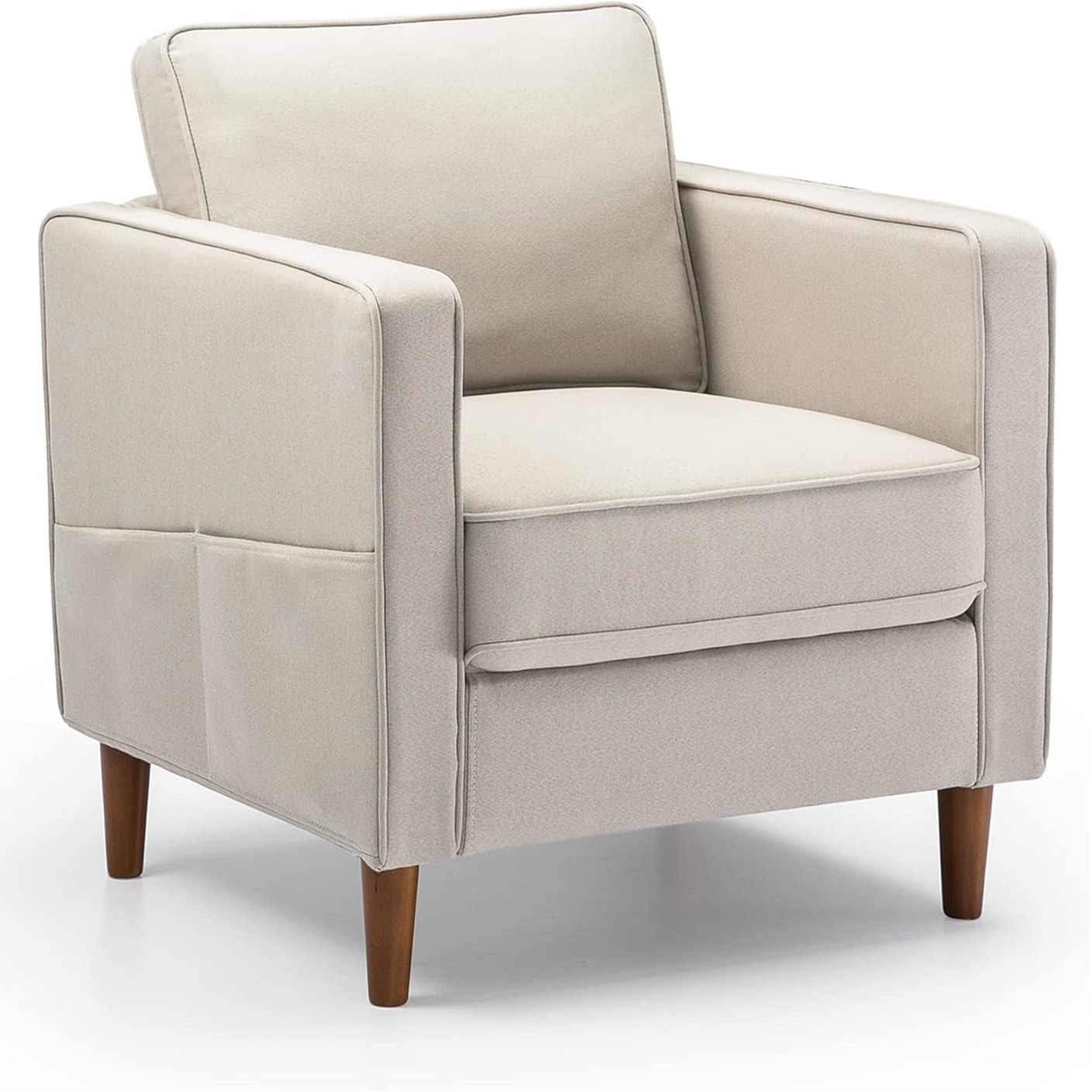 Sapa Fabric 1 Seater Sofa In Beige Colour - front_view
