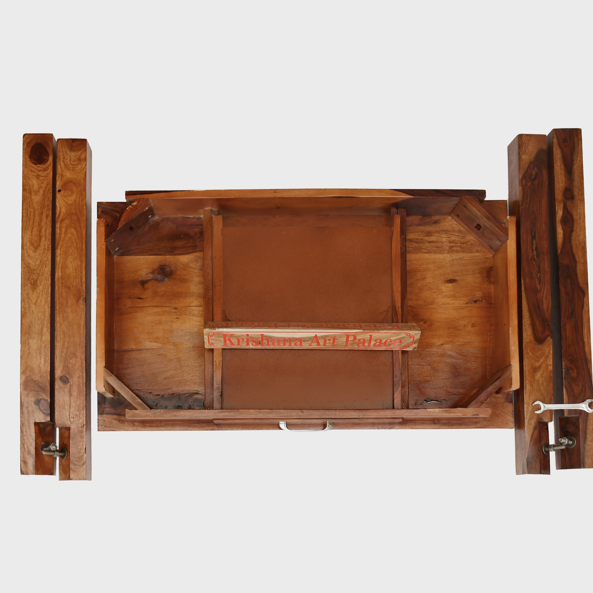 Warren Sheesham Wood Study Desk with Drawer - bottom_view