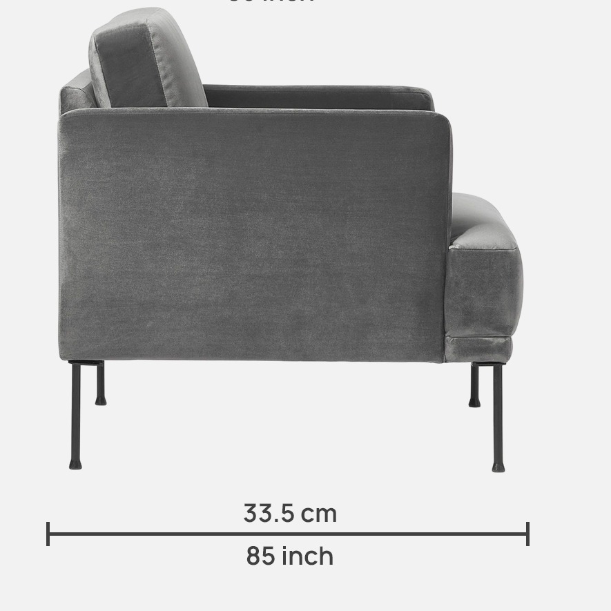 Milton Modern Arm Sofa with Grey color - top_view