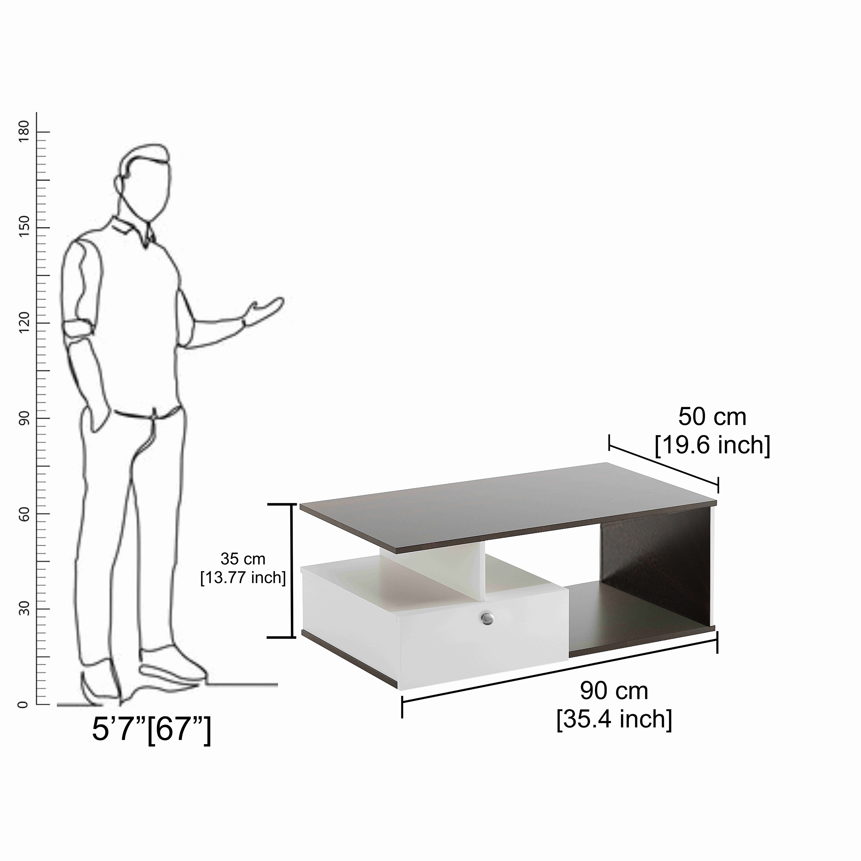 Marin wooden Rectangular coffee Table - right_view