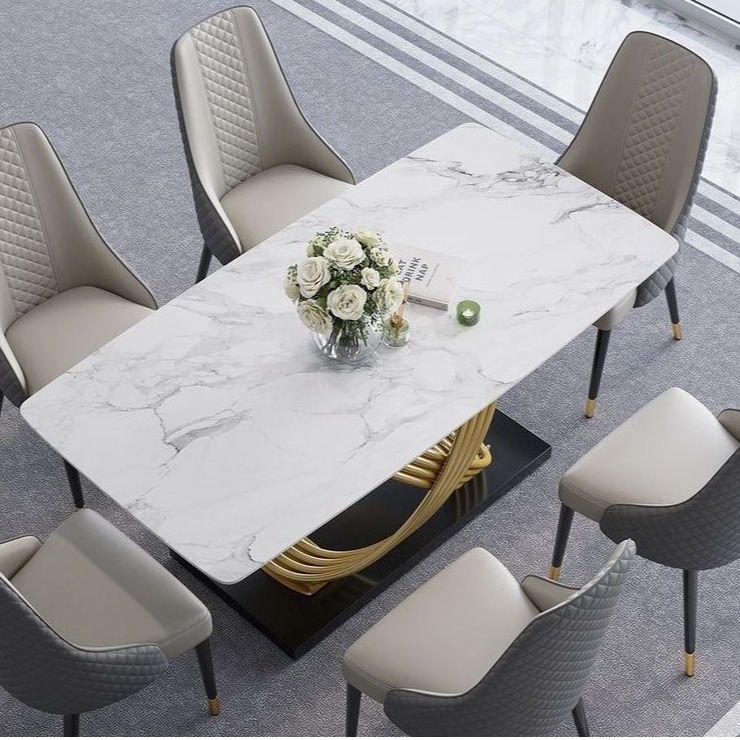 Denver 6 Seater Metal Dining Table - top_view